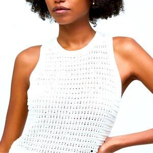 🆕NWT! Madewell Women’s Open Knit Top Sweater Tank Bright Ivory Pull over SZ XXS